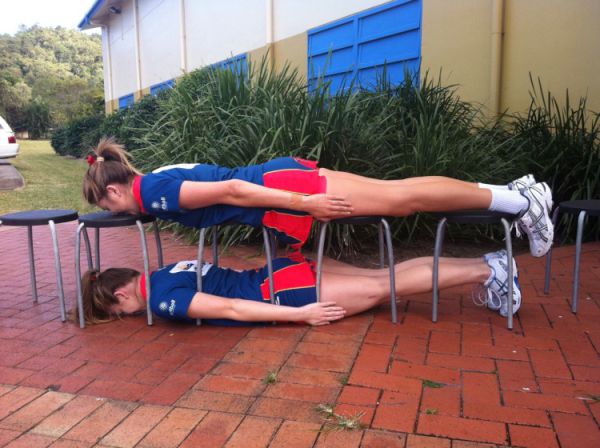 Cheereleaders planking?